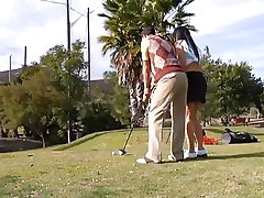 Why train her how to play golf when this playgirl can play with something that she's already used with. The sexy brunette milf leaves the golf cross and takes this guy's hard pecker instead. This playgirl gives him a not many sucks and then goes on top to ride the dude like a fucking whore! Watch how unfathomable this playgirl takes it while rubbing her clitoris?