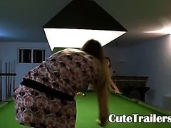 Killer lesbians in shoes on billiards