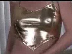 Shaye in Shiny N God outfit masturbating