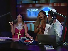 The hosts today are wearing holy outfits. The blonde female host looks so sexy clothed like a sexy nun, and also the male host as a sexy monk. Other wench tells a story about her night out in the club and her experience with a man. They pledge her of her sins and splash her with water! Check it out.